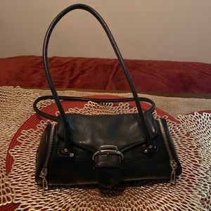 Cole Haan Small Black Leather Shoulder bag With Side Zippers